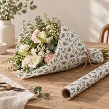 2 Rolls Set 43cm X 500cm (16.93inch X 196.85inch) Gift Wrapping Paper, Fern Leaf And Bear Floral Prints, For Flower Bouquet Book Cover Wedding And Holiday Occasions - 2 Stk. - Übersicht 6
