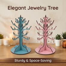 1 cái/2 cái giá treo trang sức hình cây thông Noel bằng gỗ thanh lịch, đỉnh hình sao, kệ trưng bày và lưu trữ dây chuyền, khuyên tai, vòng tay, kệ tổ chức trang sức để bàn tiết kiệm không gian chắc chắn, quà tặng trang trí bàn trang điểm - Nhiều màu - Xem 4