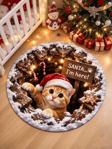 1PC Christmas Element Decorative Rug, Santa Claus, Christmas Tree, Christmas Stocking Shaped Decorative Rug, Floor Mat, Cradle Mat, Suitable For Living Room, Bedroom, Study, Warm Home Decor Atmosphere Rug, Gentle New Style, Fresh And Healing Style, Suitable For Cream Style Bedroom, Girl Style Bedside Area And Other Bedroom Decoration Scenes, Small Rug, Rug, Home Decor, Living Room Rug, Living Room Small Rug, Bedroom Rug, Living Room Home Decor, Outdoor Rug, Washable Rug - Multicolor - View 2