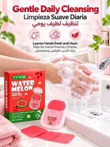 YYTCM Watermelon Scented Portable Soap Sheets 50pcs Mini Flip-Top Storage Box Disposable Hand Soap Paper Outdoor Camping Student Travel Cleaning Soap Sheets Quick Lather Gentle Easy Rinse - Watermelon - View 3