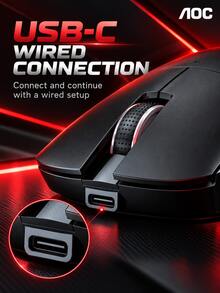 AOC GM220 Tri-Mode Wireless Gaming Mouse, Bluetooth, 2.4GHz And USB-C Wired Connection, 6-Level Adjustable DPI Up To 4800, RGB Lighting, 500mAh Rechargeable Battery, Lightweight Ergonomic Design With Side Buttons For PC, Laptop And Office - View 6