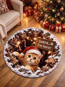 1PC Christmas Element Decorative Rug, Santa Claus, Christmas Tree, Christmas Stocking Shaped Decorative Rug, Floor Mat, Cradle Mat, Suitable For Living Room, Bedroom, Study, Warm Home Decor Atmosphere Rug, Gentle New Style, Fresh And Healing Style, Suitable For Cream Style Bedroom, Girl Style Bedside Area And Other Bedroom Decoration Scenes, Small Rug, Rug, Home Decor, Living Room Rug, Living Room Small Rug, Bedroom Rug, Living Room Home Decor, Outdoor Rug, Washable Rug - Multicolor - View 1