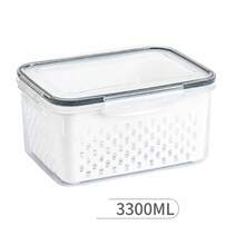 8pcs Plastic Food Storage Containers With Lids, Multi-Functional Airtight Fresh-Keeping Boxes For Refrigerator, With Colander Basket Set, Suitable For Fruits, Vegetables And Kitchen Food Storage (3 Colander Baskets + 3 Fresh-Keeping Boxes) - White - View 13