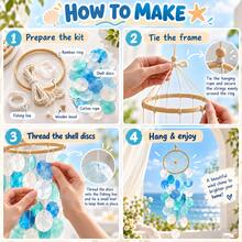 1 Set DIY Shell Wind Chime Craft Kit, Translucent Round Shell Hanging Mobile, Coastal Boho Beach House Nautical Decor For Window, Balcony, Porch And Bedroom, Wall Display, Handmade Art Project And Fall Seasonal Creative Gift For Ocean Lovers - DIY Wind Chime Making Kit - View 4