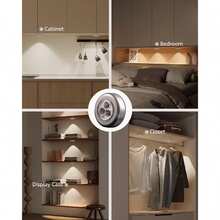 LED Cordless Cabinet Light, Touch Switch, Easy Installation; LED Night Light, AAA Battery Powered, Suitable For Cabinet, Stair, Bedside, Kitchen, Desk And Other Lighting Scenarios - Silver - View 7