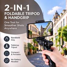 2-In-1 6.5 Inch Adjustable Desktop/Handheld Tripod With Smartphone Holder, Compatible With All Smartphones, DSLR Cameras And Camcorders, Can Be Used As Desktop Or Handheld + Fiber Cloth - Black - View 6