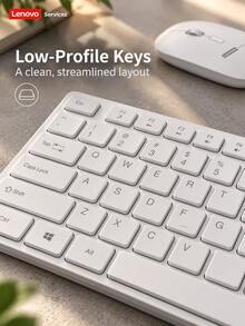 Lenovo 2.4G Wireless Mouse + Keyboard Set, Business Office Home Use Wireless Suit, Slim Keyboard, Compact Mouse, Multi-Device Compatible, Classic Color Mouse & Keyboard - White - View 8