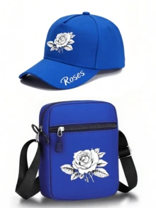 1pc/2pcs Floral Pattern Printed Unisex Street Style Outdoor Sports Baseball Cap & Crossbody Bag, Adjustable, Gift For Yourself Or Friends - Multicolor - View 16