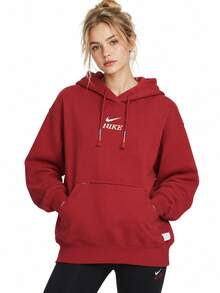 Nike 女款CNY連帽運動休閒長袖針織寬鬆衛衣 - 紅色 - 查看 1
