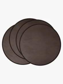 1/4/6pcs Round Brown PVC Synthetic Leather Placemats, Rollable For Easy Storage, Non-Slip Heat-Resistant Tabletop Protection, Washable And Easy To Clean, Suitable For Home Dinner, Wedding, Holiday Table Decoration, Daily Kitchen, Restaurant Indoor And Outdoor Dining Table Decor - Black - View 2