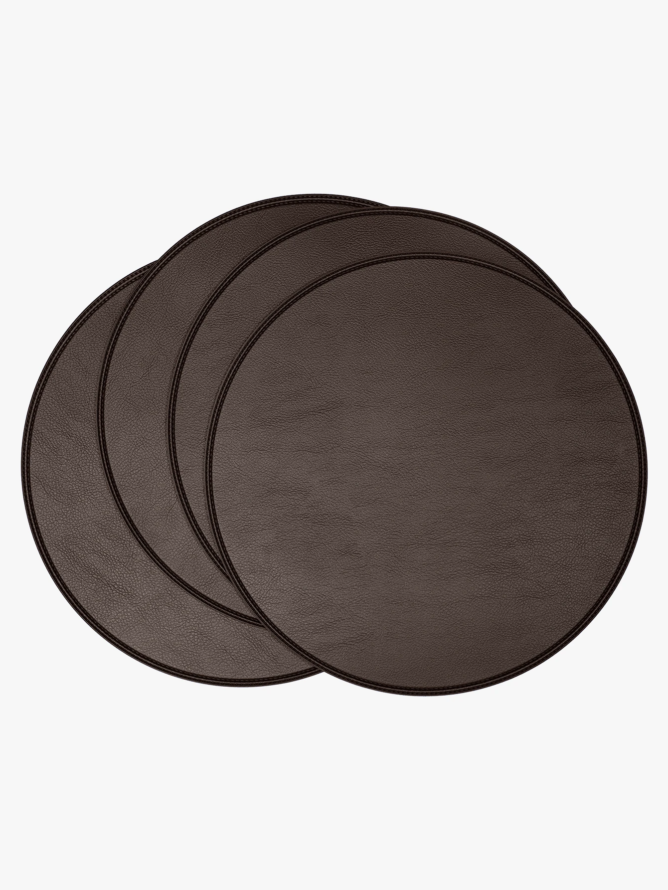 1/4/6pcs Round Brown PVC Synthetic Leather Placemats, Rollable For Easy Storage, Non-Slip Heat-Resistant Tabletop Protection, Washable And Easy To Clean, Suitable For Home Dinner, Wedding, Holiday Table Decoration, Daily Kitchen, Restaurant Indoor And Outdoor Dining Table Decor