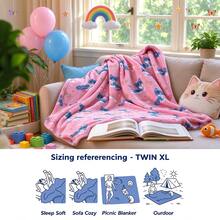 1pc Cute Blue Cat Rainbow Glow-In-The-Dark Blanket, Soft Flannel Blanket, Suitable For Sofa, Living Room, Bedroom And Outdoors, Decoration Gift, Perfect For Teens And Adults - Multicolor - View 9