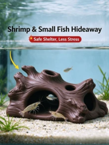 1pc Shrimp Hideout PETG Tree Stump Aquarium Cave, Multi-Hole Shelter For Nano Tank - Happy Aquarium - View 1