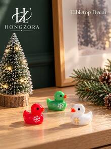 30pcs Christmas Snowflake Duck Decor Ornaments, Multi-Color 3D Duck Shaped, Winter Snow Scene Miniature Landscape Accessories, Suitable For Christmas Village Scene, Garden Bonsai, Home Desktop, Windowsill And Car Dashboard Decoration, Pastoral Style Holiday Atmosphere Display - Christmas Snowflake Duck - View 4