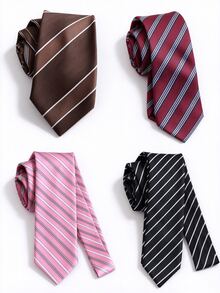1pc Classic Striped Uniform Tie, Diagonal Pattern Hand-Tied Tie Belt, Suitable For Daily Wear, Cosplay, Party Tie Belt Accessory - Blue and Red Stripes - View 1