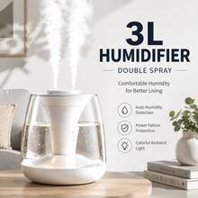 3L Large Capacity Dual Mist Humidifier Quiet Digital Display Home Bedroom Colorful Atmosphere Light Aromatherapy Diffuser - Mist - View 1