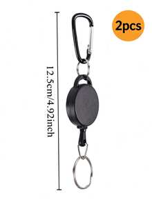 4/2/1pc Retractable Anti-Loss Anti-Theft Keychain, PVC Material Keychain, Matte Black Retractable Keychain - Matte Finish, Retractable, Portable - Set - View 9