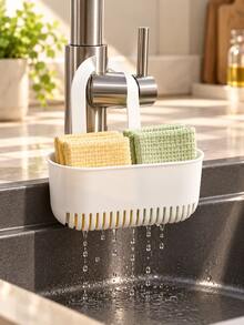 2/1pc White Hanging Sink Drain Basket, Multi-Functional Sponge Storage Rack With Drainage Holes, Space-Saving Kitchen Organizer, Suitable For Dish Sponges, Brushes, Soap And Cleaning Supplies, Applicable For Kitchen, Bathroom, RV And Camping - Multicolor - View 8