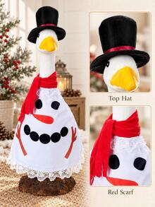 Christmas Porch Goose Decor, Red Bow Headband Goose Outfit, Fits 23 Inch Concrete Plastic Goose Statue, Thanksgiving Goose Costume, For Yard Patio Lawn Outdoor Decoration - Multiple Styles - View 2