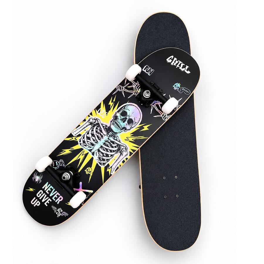 Complete Urban Maple 7-Ply Skateboard Chill + Stickers - Black - View 1