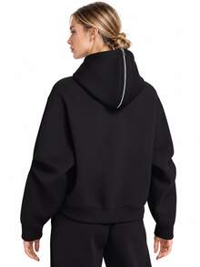 Nike New Women's Fleece-Lined Warm Hooded Versatile Casual Knit Pullover Sweatshirt - Black - View 2