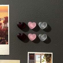 2pcs/5pcs/8pcs/10pcs Matte Frosted Heart Fridge Magnet Decorative Refrigerator Sticker For Home Kitchen Door - Multicolor - View 1