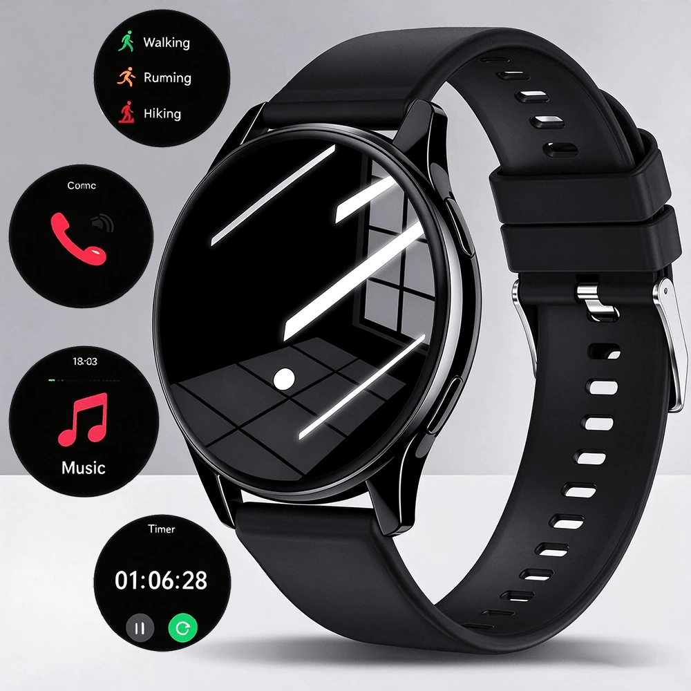 1.53-Inch Round Large Screen, High-Definition Display, Full-Screen Control, Fashionable Sports Smartwatch, Women's Watch, Wireless Calling; Stopwatch, Pedometer, Calorie, Sports Mode, Message Notification; Music Control, Remote Camera, Alarm Reminder, Customizable Watch Face, USB Cable Charging, Multi-Function Men's Watch, Exquisite Gift