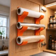 2pcs Wall-Mounted Kitchen Paper/Cling Film/Aluminum Foil Roll Holder, Can Store 3 Rolls, Suitable For Rolls With Diameter Within 50mm, Space-Saving, No-Drill Installation - Multicolor - View 3