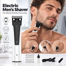 Electric Shaver Men's Hair Body Removal Razor Rechargeable Beard Trimmer Body Grooming Kit USB Cordless Hair Trimmer 800mAh - Silver - View 10