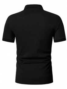 GRDR Men's Summer Polo Collar Half Zip Short Sleeve Shirt, Suitable For Outdoor, Vacation And Casual Wear - Black - View 7