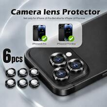 Yezodawee 相機鏡頭保護膜，適用於 iPhone DUO 18 Pro Max 18 Pro 17 Pro Max 17 Pro 17 Air 17，超強 HD 鏡頭保護，防刮，超薄鋼化玻璃鏡頭蓋，9H 鋼化玻璃金屬相機螢幕保護貼，防震相機保護環，6入黑色 - 黑色 - 查看 7
