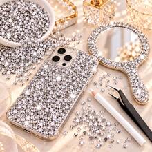 2MM Approx. 10,000pcs Flat Back Round Rhinestone Set With Dotting Tool And Tweezers, Multicolor Mixed Nail Art Rhinestones For DIY Phone Case, Clothing, Shoes, Makeup, Stage Costume, Jewelry Accessories - 2mm White Resin Rhinestones 10,000pcs B01 Large Bag + Pen Tweezers - View 5