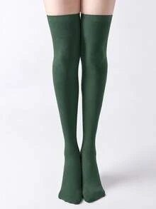 1 Pair Women's Solid Color Thigh High Socks, Soft Stretch Thigh High Stockings, Preppy Lolita Style For Fall Outfits, Cosplay & Daily Wear - Multicolor - View 25