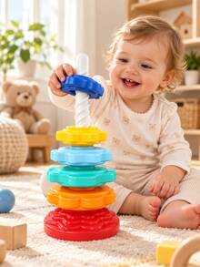 Rotating Stacking Toy, ABS Plastic And Colorful Rainbow Design, Focuses On Children's Education And Interactive Learning Stacking Toy, Rotating Toy, Montessori Toy, Rainbow Rotating Tower, Autism Sensory Learning Toy, Suitable For Boys And Girls Toddler Sensory And Learning Toy, Suitable For Boys And Girls Gift - Rotating Ring - View 12