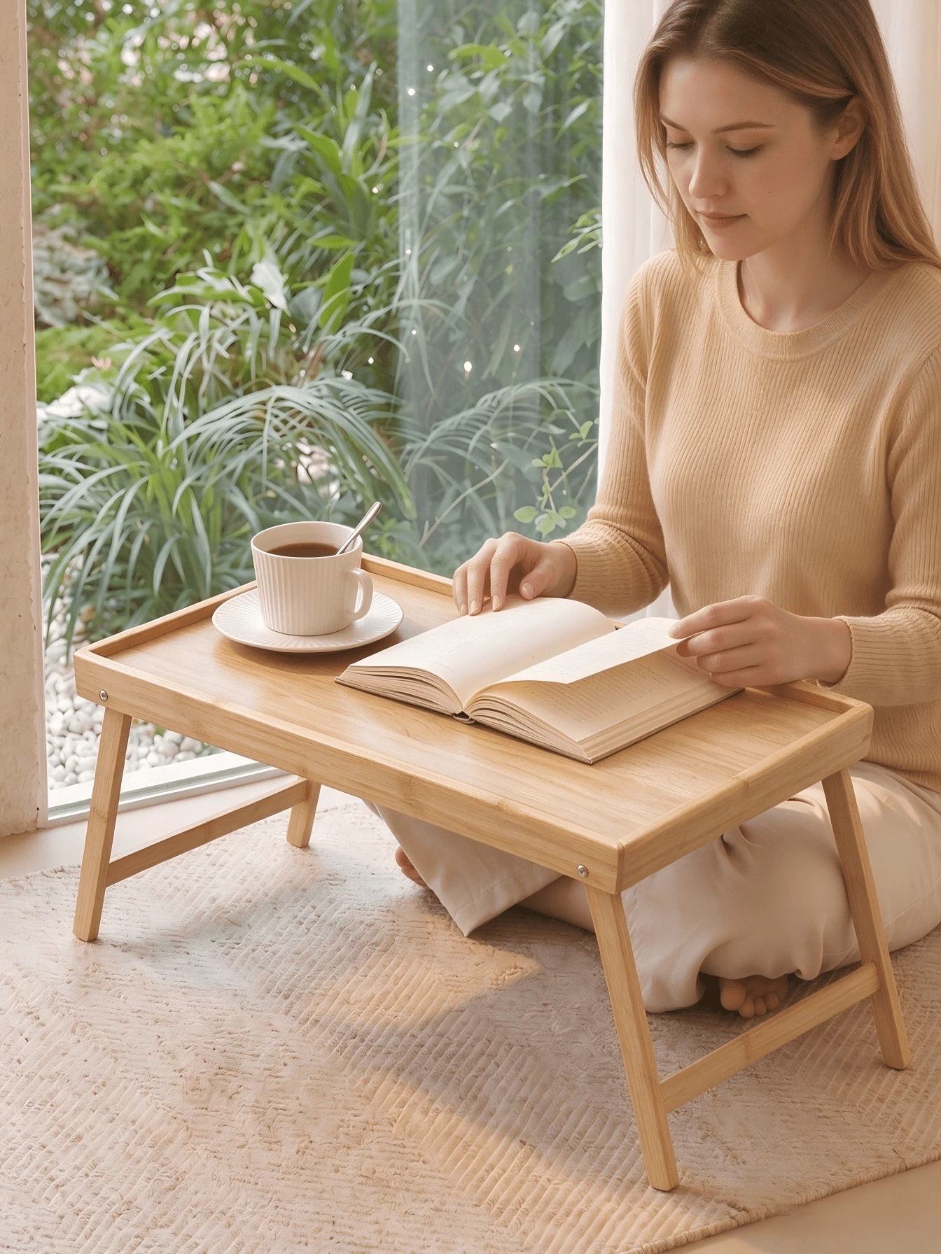Foldable Small Table With Raised Edges To Prevent Items Sliding. Foldable Legs For Space-Saving Storage. Ideal For Reading, Eating And Laptop Use In Bed, Multi-Purpose For Home. - Random Color - View 1