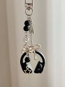 Unisex New INS Style Music Earphone Shaped Keychain, Creative Mini Bow & Musical Note Accessory, Personalized Phone Chain, Bag & Car Key Pendant, Music Festival & Music Lover Gift - Multicolor - View 9