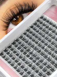 144Pcs D-Curl Individual False Eyelash Clusters 8-16mm Wide Band DIY Eyelash Extension Natural Fluffy Fine Lightweight Soft Reusable False Lashes Suitable For Beginners Home Daily Makeup Wedding Party Travel Spring Festival Holiday Gift - D - View 9
