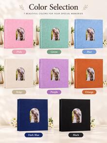 Customized Family Photo Album, Large Capacity Linen Hardcover Book With Photo Window, Perfect As Christmas Or Halloween Holiday Keepsake; Hardcover Memory Book Customizable With Name And Date, Suitable For Couples Anniversary Party Gift Or Birthday Gift - Multicolor - View 11