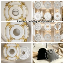 Random Color PU Material Ceiling Light Fixture Cover / Ceiling Fan Cover / Decorative Plate, Suitable For Home Lighting Decoration. Outer Diameter 12.2 Inches, Inner Diameter 3.5 Inches (White Gold / Gold / Black), Home Decoration Accessories - Random Style - View 9