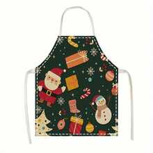 1Pc Multi Pattern Optional Christmas Themed Print Apron With Neck Strap, For Kitchen Cooking, Baking & Holiday Party Outfit - Multicolor - View 17