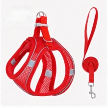 Vest-Style Pet Leash Nylon Mesh Dog Harness Set Reflective Breathable Dog Walking Harness Cat Chest Harness Vest Anti-Escape - Multicolor - View 15