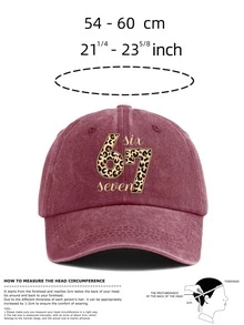 Vintage Washed Distressed Baseball Cap Leopard Print Number 67 Duck Bill Hat American Casual Unisex Versatile Hat - A - View 3