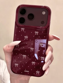 可愛極簡蝴蝶結波點手機殼，柔軟防護背蓋，適用於 iPhone 18 Pro Max 17 ProMax 17Pro 17 Air 17 16 15 14 13 12 11 Pro Max Plus，女孩禮物 - 櫻桃紅 - 查看 2