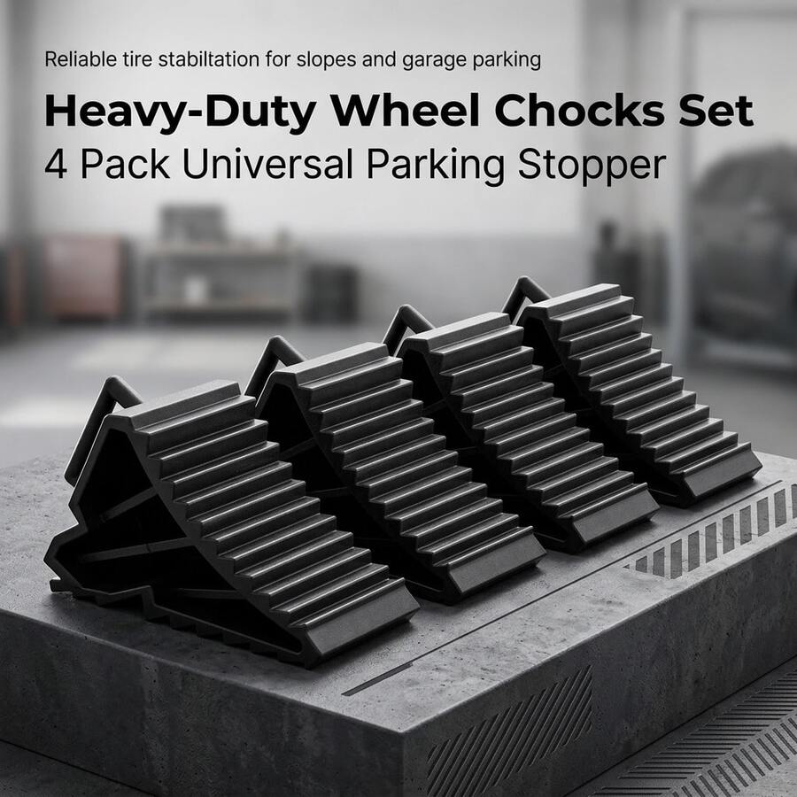 4pcs Plastic Wheel Chocks With Handle, Anti-Slip Tire Stopper, Heavy Duty Wheel Block Prevent Vehicle Rolling For Car RV Trailer - 4pcs - View 1