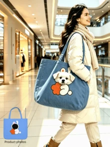 1pc Pet Travel Bag For Cats And Dogs, Crossbody Handbag, Convenient For Outings And Walks, Small Dog Head-Out Shoulder Bag, Breathable Pet Carrier, Suitable For All Seasons - Multicolor - View 8
