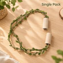 1pc Magnetic Curtain Tieback, Natural Jute Rope With Artificial Leaf Curtain Buckle, Decorative Curtain Tie Rope, Suitable For Living Room Bedroom Curtain Decorative Fastener, Country Farmhouse Style Home Decor Gift - Green Leaf Hemp Rope Tie - View 9