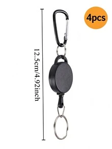 4/2/1pc Retractable Anti-Loss Anti-Theft Keychain, PVC Material Keychain, Matte Black Retractable Keychain - Matte Finish, Retractable, Portable - Set - View 11