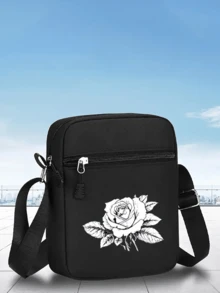 1pc/2pcs Floral Pattern Printed Unisex Street Style Outdoor Sports Baseball Cap & Crossbody Bag, Adjustable, Gift For Yourself Or Friends - Multicolor - View 3