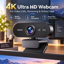 Webcam Full HD 1080P dengan Mikrofon, Cocok untuk PC dan Laptop, Kamera Kecantikan Peredam Kebisingan untuk Live Streaming, Bermain Game, dan Panggilan Video - View 3
