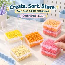 2.6mm Sundymot Fuse Beads, 800PCS+ Orange-Yellow Color Series Independent Small Box Packaging, Easy To Store, Not Easy To Spill, DIY Pendant Keychain, Jewelry Making Craft Raw Materials, Graduation Season, Back To School, Christmas, Party Birthday Gift, Multi-Color 2.6mm Fuse Beads Bulk Refill Set - 2.6mm Puzzle Beads - View 6